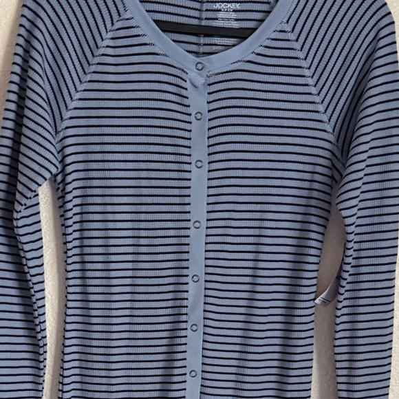 Jockey Women's Loungewear Waffle Union Suit Pajamas S Blue Stripe NEW - Picture 4 of 9